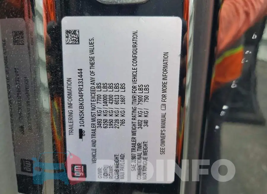 1GNSKBKD4PR131444 Photo# 13