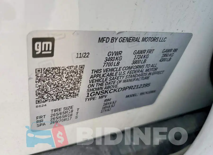 1GNSKCKD9PR212395 Photo# 13