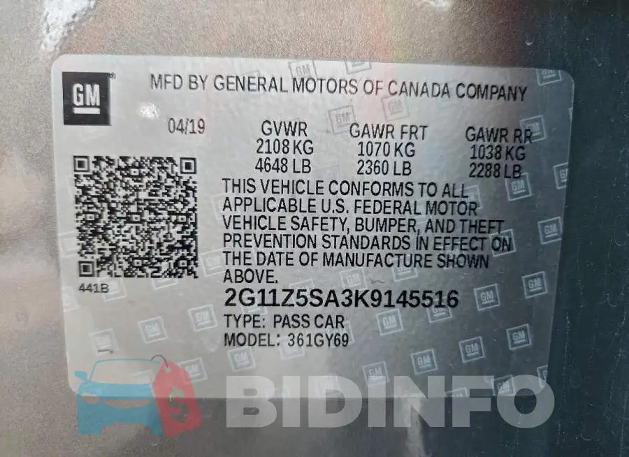 2G11Z5SA3K9145516 Photo# 12