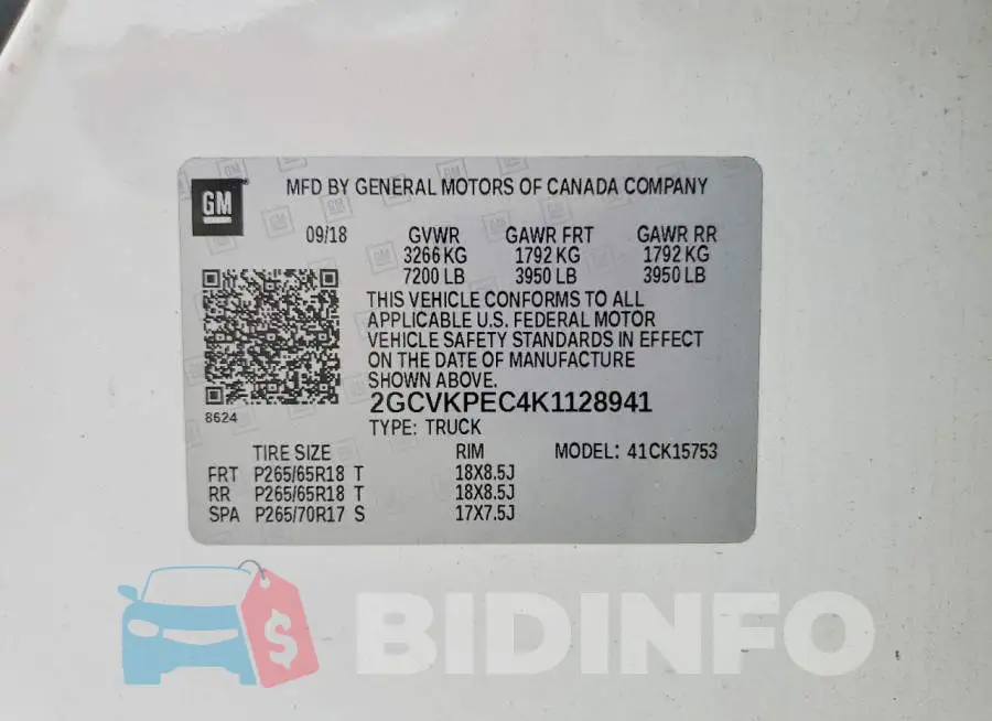 2GCVKPEC4K1128941 Photo# 12