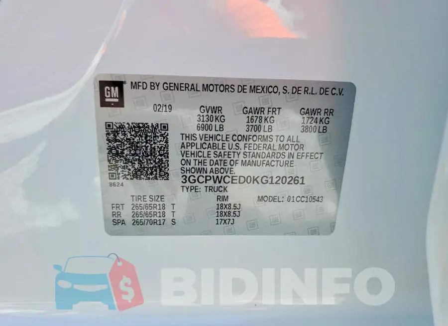 3GCPWCED0KG120261 Photo# 12