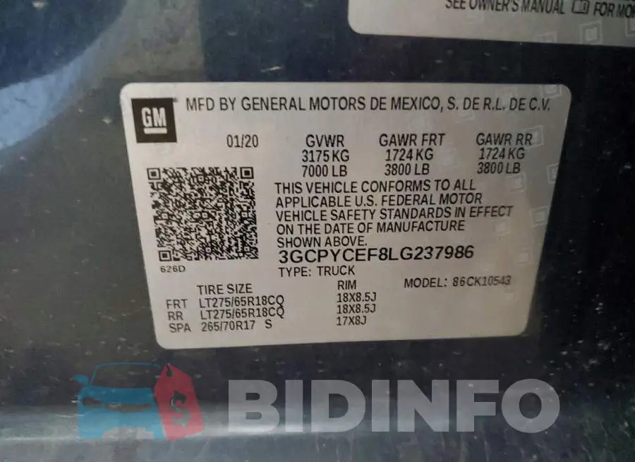3GCPYCEF8LG237986 Photo# 12