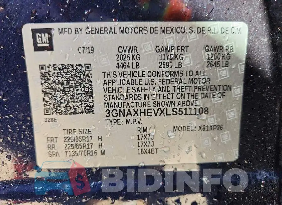3GNAXHEVXLS511108 Photo# 13