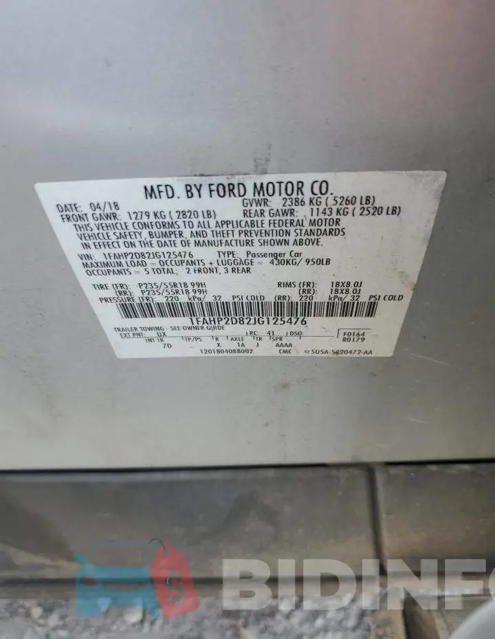 1FAHP2D82JG125476 Photo# 13