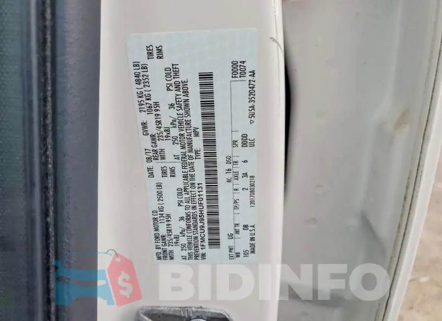 1FMCU9J95HUF01131 Photo# 13