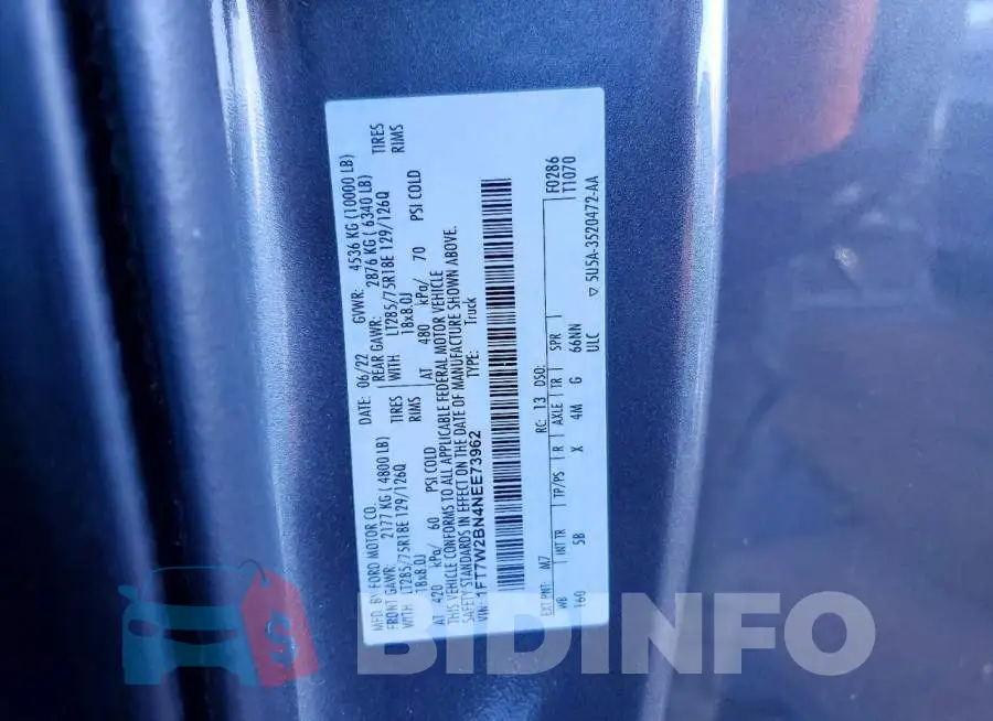 1FT7W2BN4NEE73962 Photo# 12