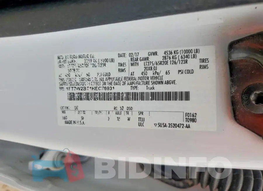 1FT7W2BT1HEC76931 Photo# 12