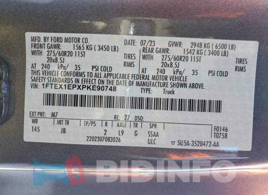 1FTEX1EPXPKE90748 Photo# 12