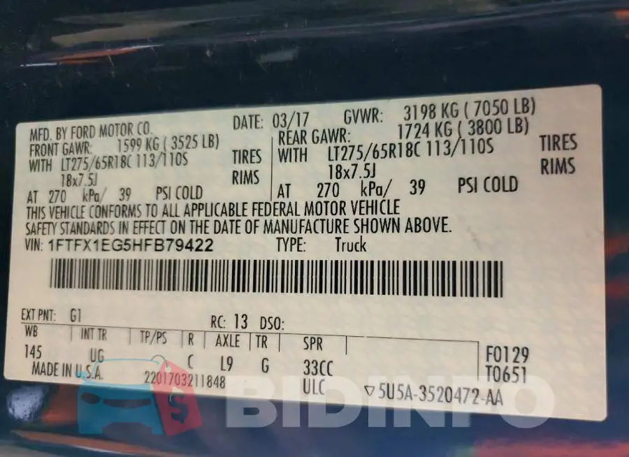 1FTFX1EG5HFB79422 Photo# 12