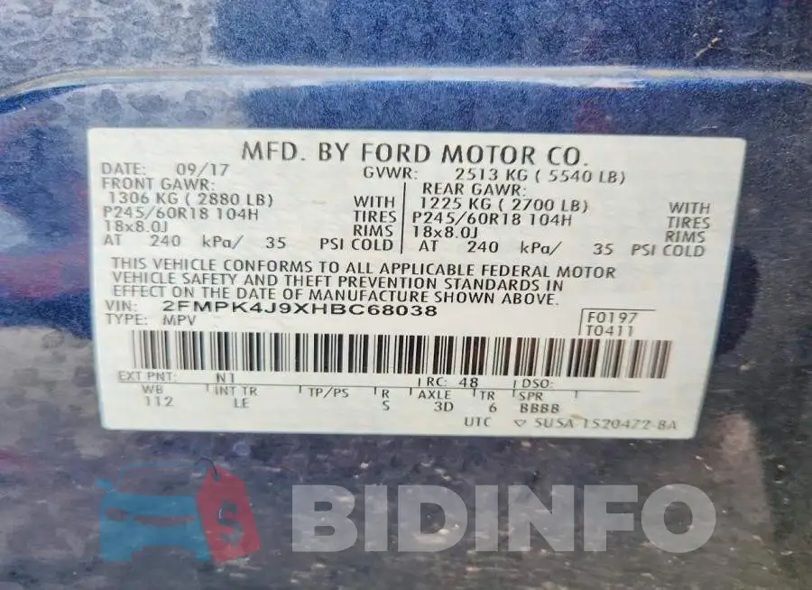 2FMPK4J9XHBC68038 Photo# 13