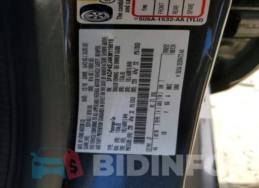 3FADP4EJ4KM119018 Photo# 12