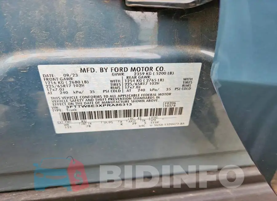 3FTTW8E3XPRA86313 Photo# 12