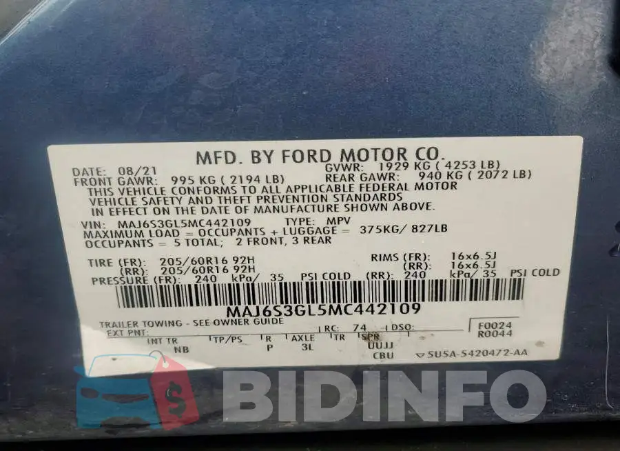 MAJ6S3GL5MC442109 Photo# 14