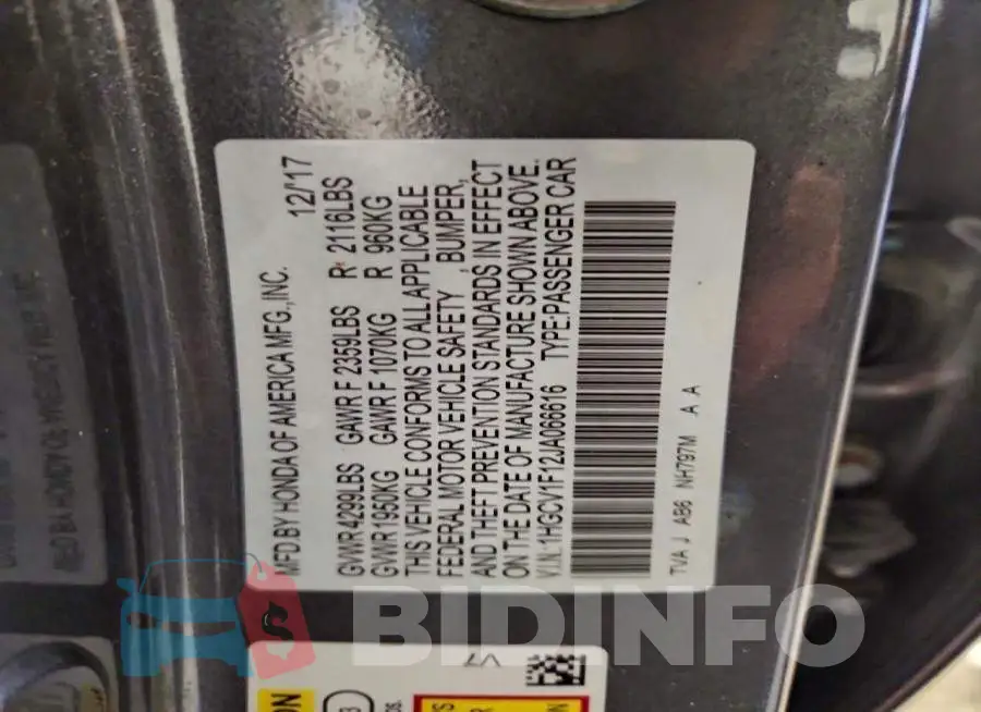 1HGCV1F12JA066616 Photo# 12
