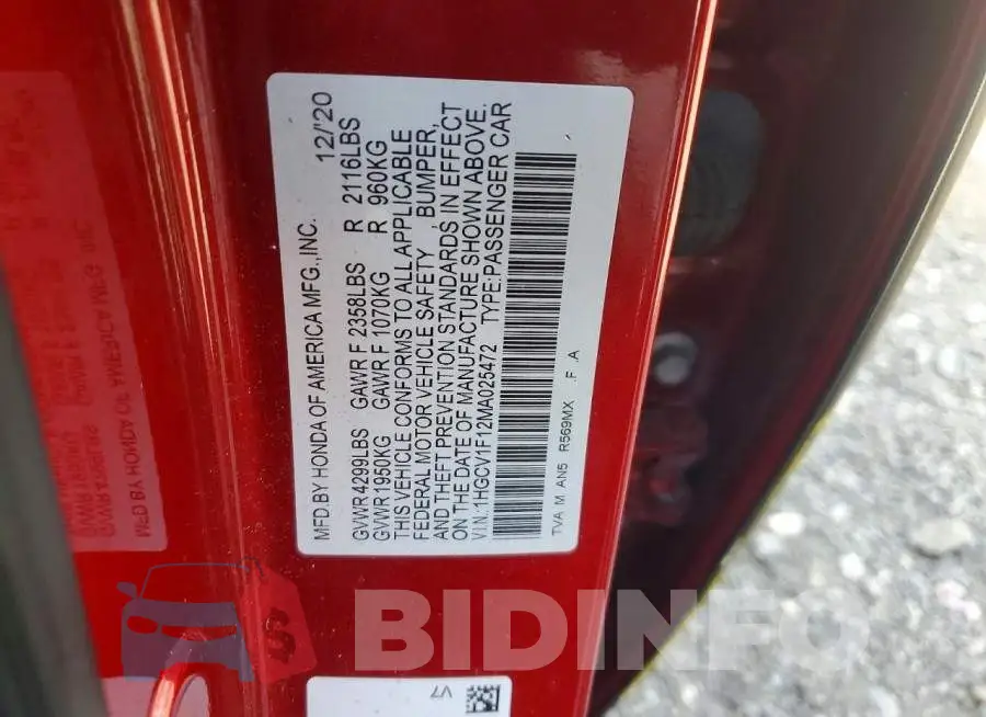 1HGCV1F12MA025472 Photo# 13