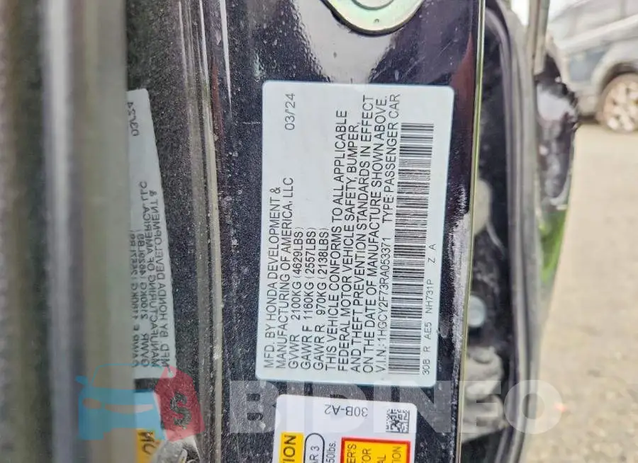 1HGCY2F73RA053371 Photo# 12
