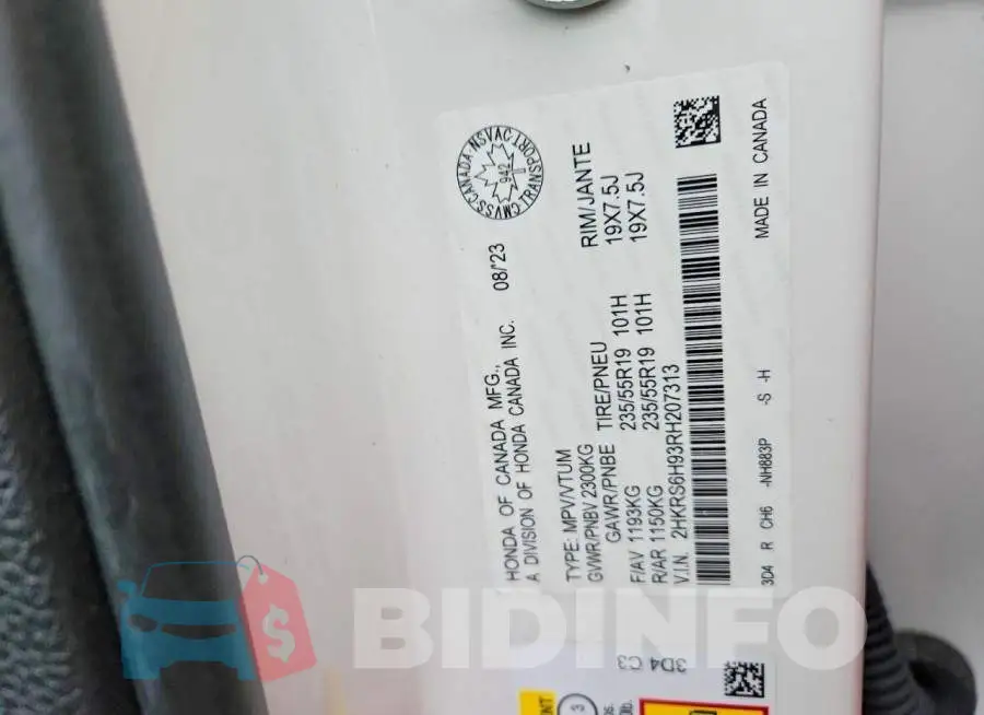 2HKRS6H93RH207313 Photo# 14
