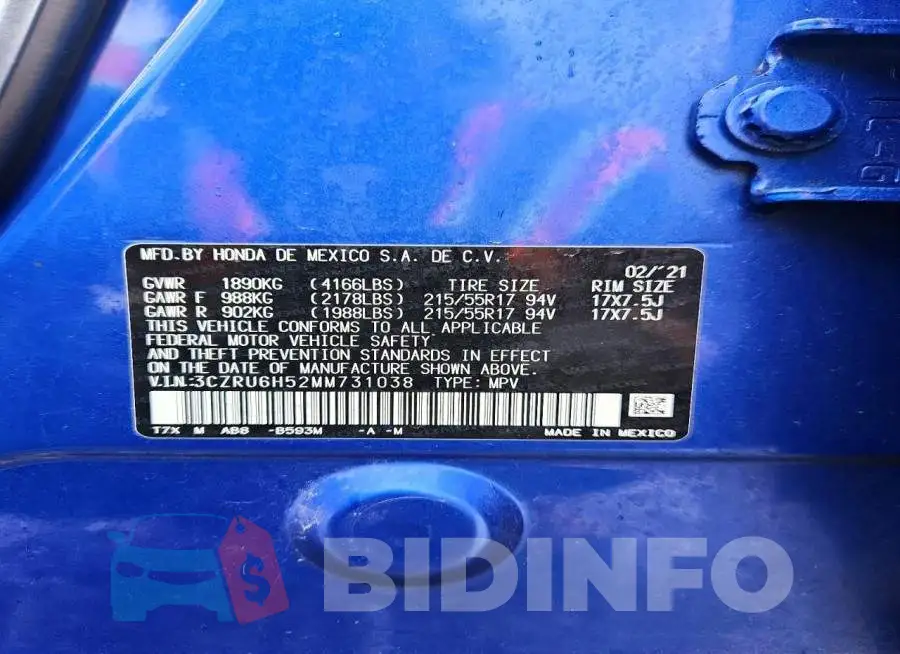3CZRU6H52MM731038 Photo# 13