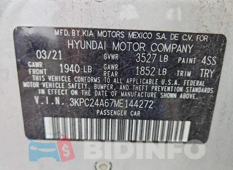 3KPC24A67ME144272 Photo# 13