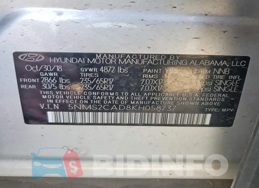 5NMS2CAD8KH058737 Photo# 13