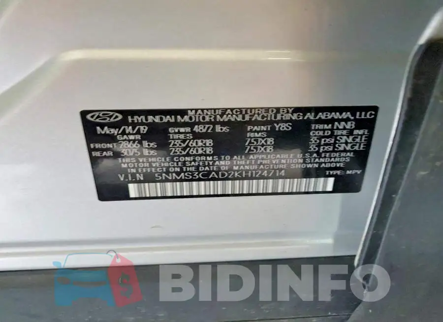 5NMS3CAD2KH124714 Photo# 13