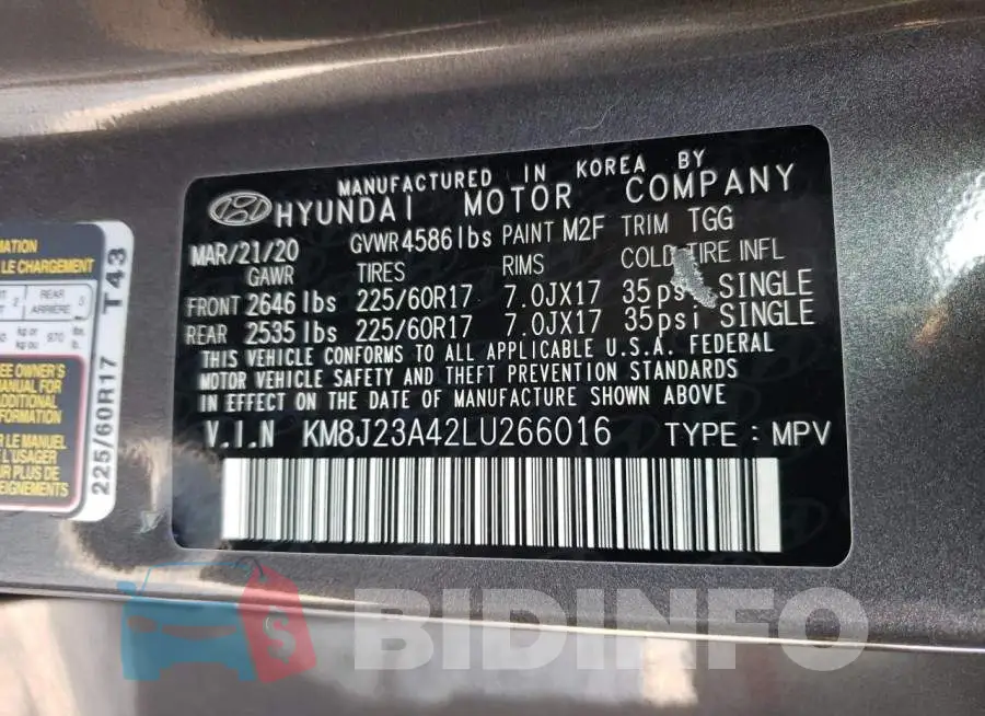 KM8J23A42LU266016 Photo# 13