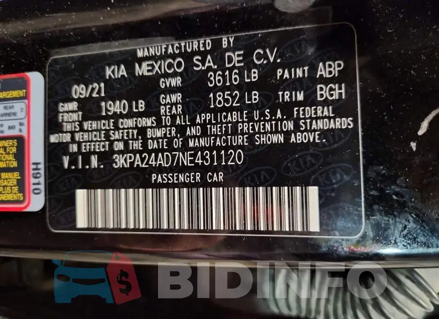 3KPA24AD7NE431120 Photo# 12