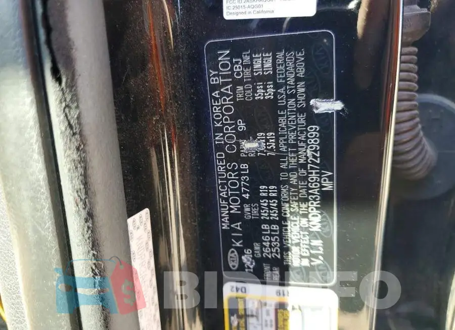 KNDPR3A69H7229899 Photo# 12