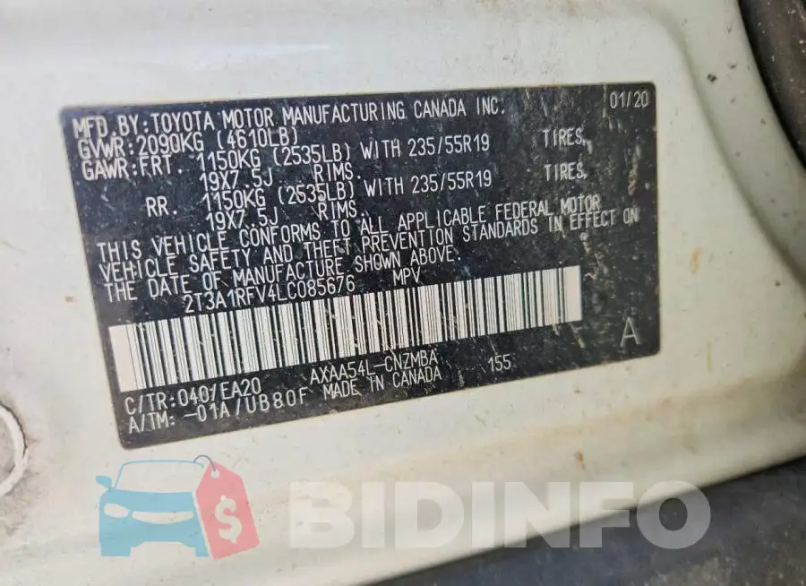 2T3A1RFV4LC085676 Photo# 14
