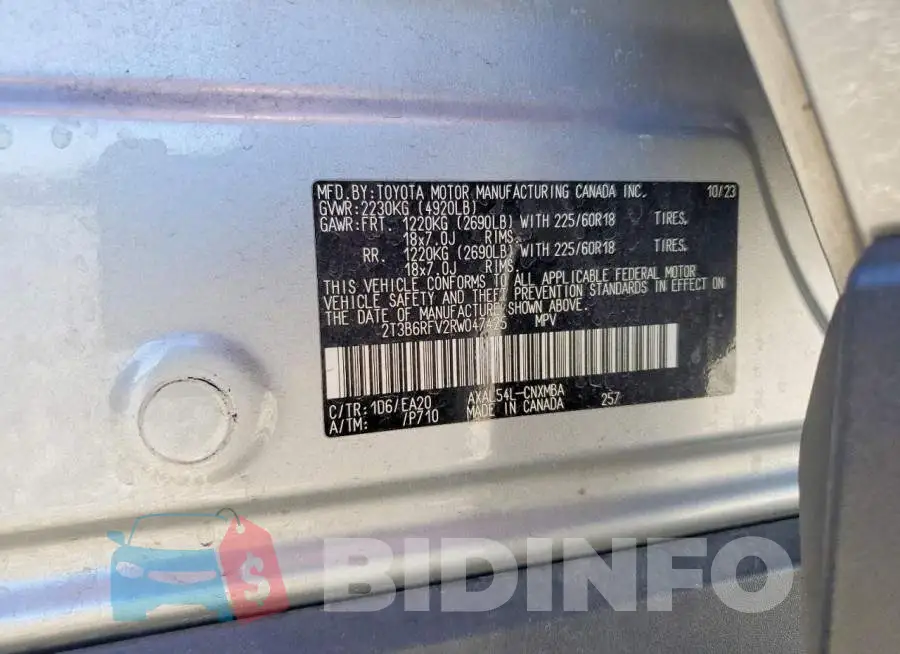 2T3B6RFV2RW047425 Photo# 14