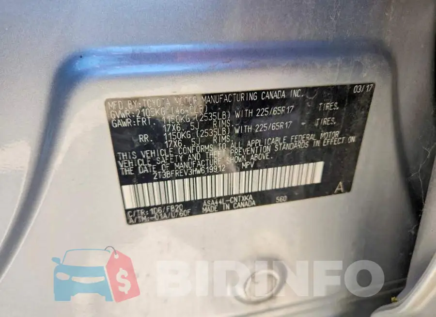 2T3BFREV3HW619912 Photo# 13