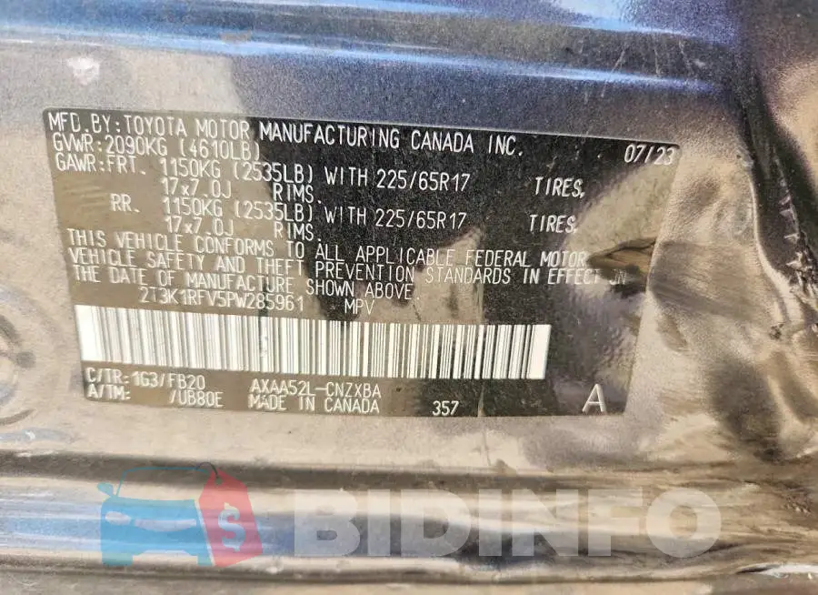 2T3K1RFV5PW285961 Photo# 13