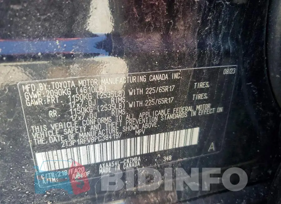 2T3P1RFV8PC384197 Photo# 13
