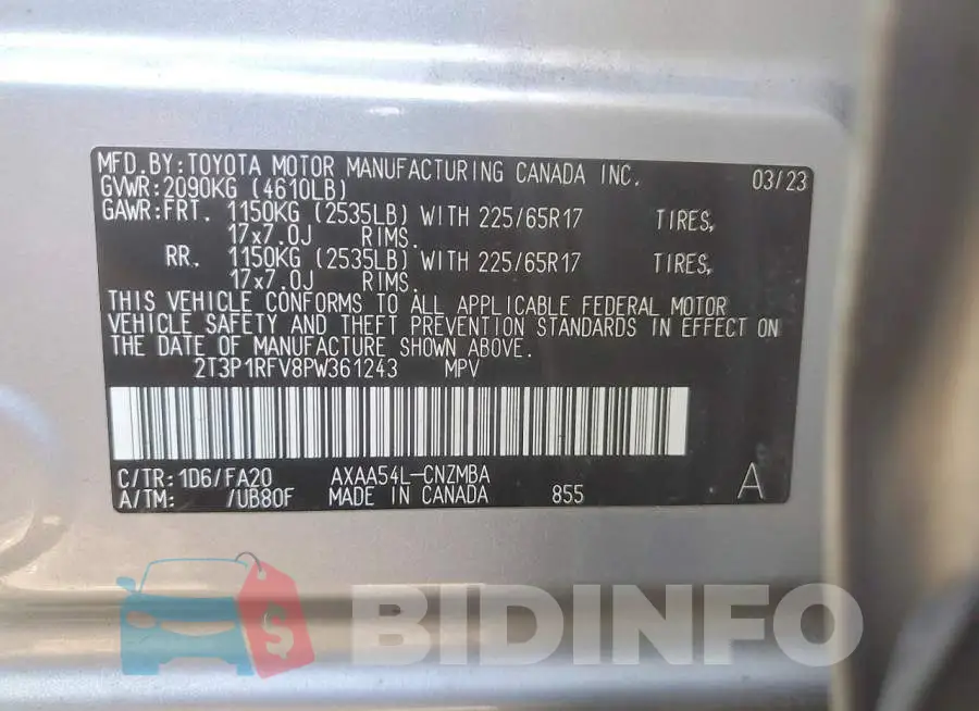 2T3P1RFV8PW361243 Photo# 12