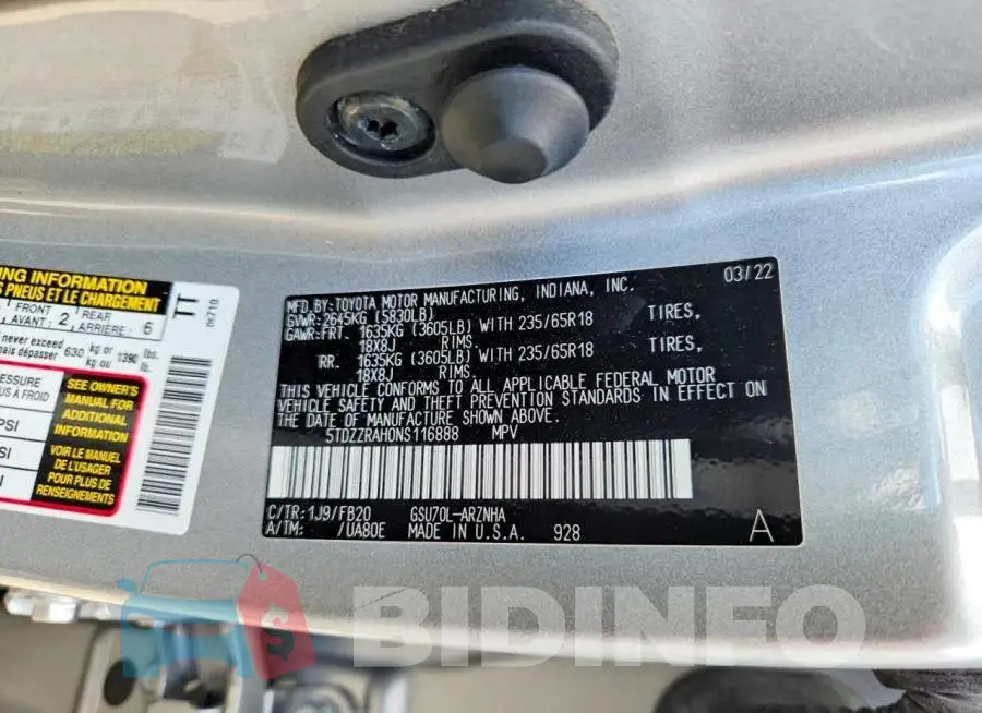 5TDZZRAH0NS116888 Photo# 12
