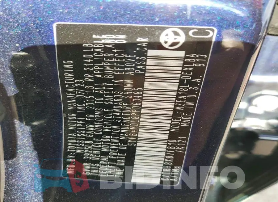5YFB4MDE8PP063485 Photo# 13