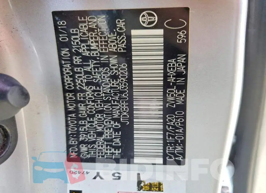 JTDKBRFU6J3590206 Photo# 13