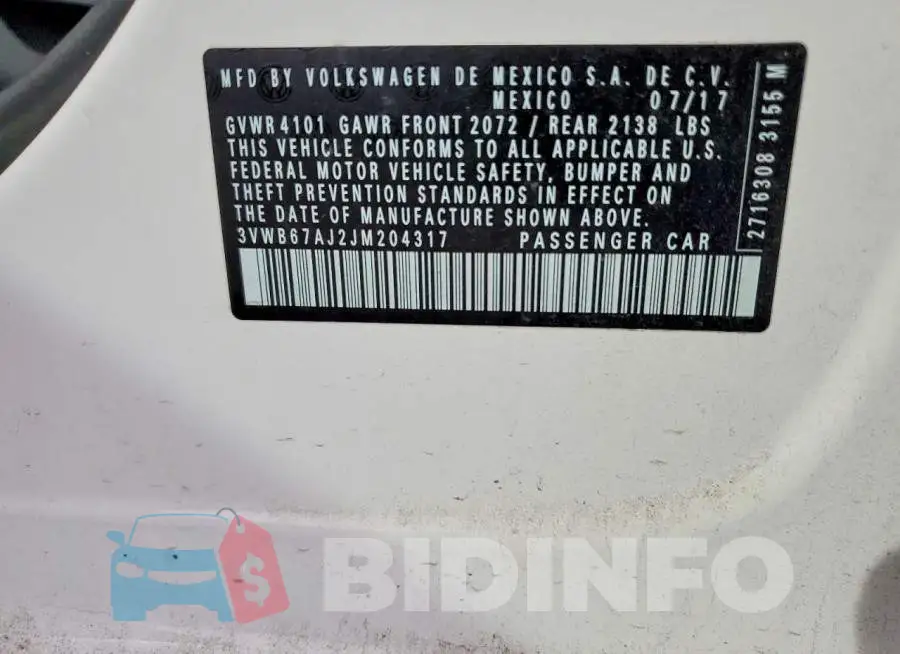 3VWB67AJ2JM204317 Photo# 13