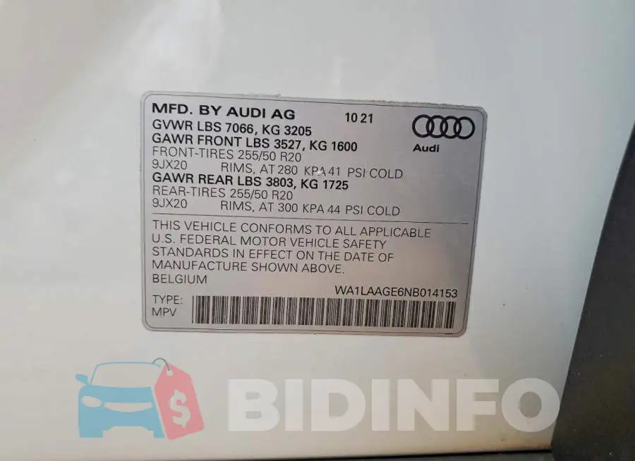 WA1LAAGE6NB014153 Photo# 12