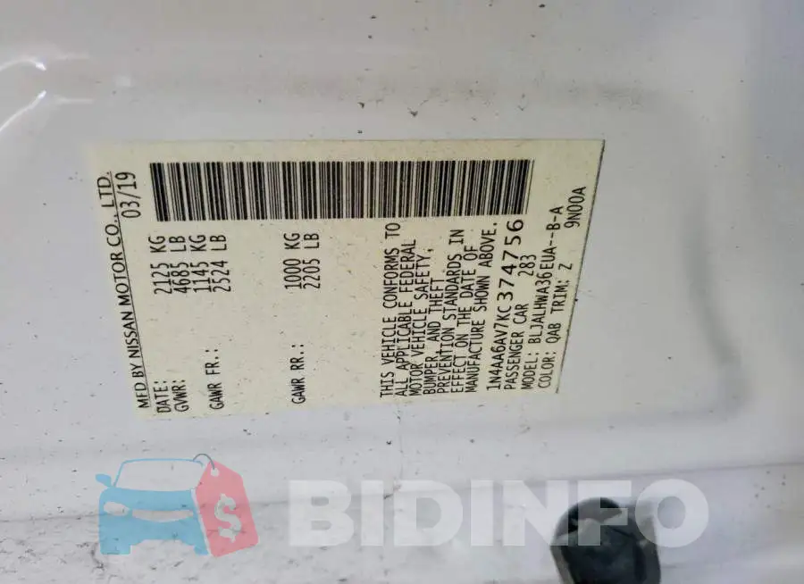 1N4AA6AV7KC374756 Photo# 13