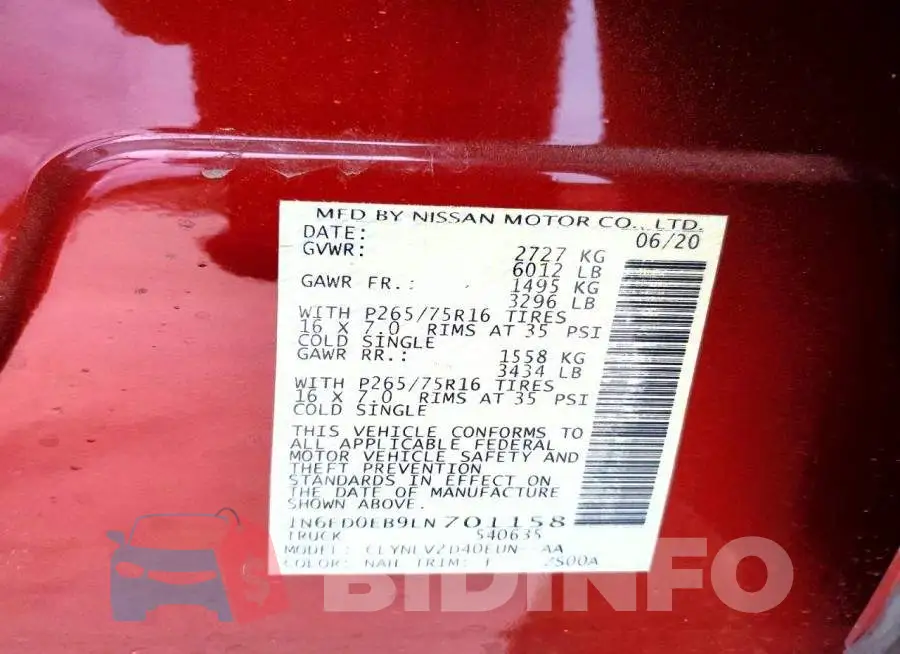 1N6ED0EB9LN701158 Photo# 12