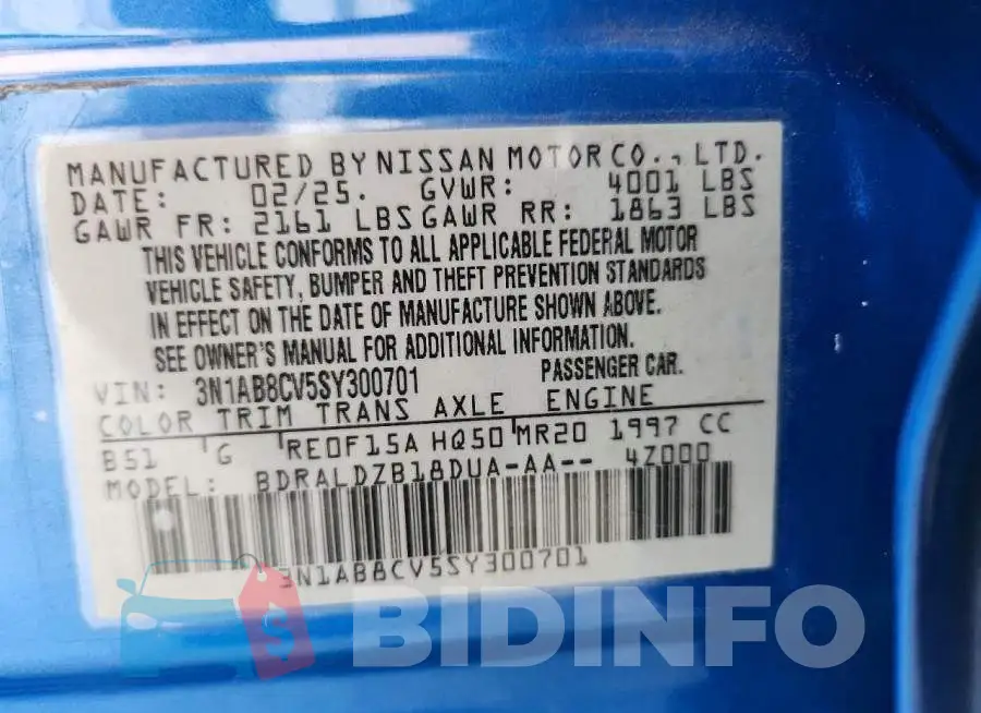 3N1AB8CV5SY300701 Photo# 12