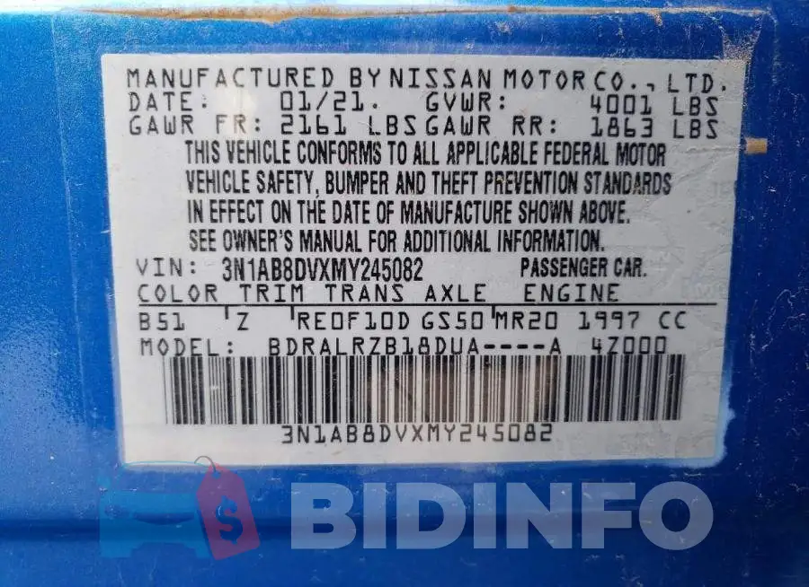 3N1AB8DVXMY245082 Photo# 12