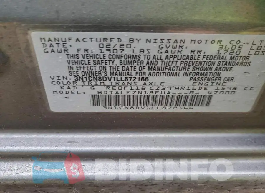 3N1CN8DV1LL872166 Photo# 12