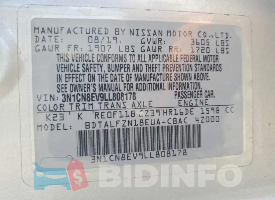 3N1CN8EV9LL808178 Photo# 12