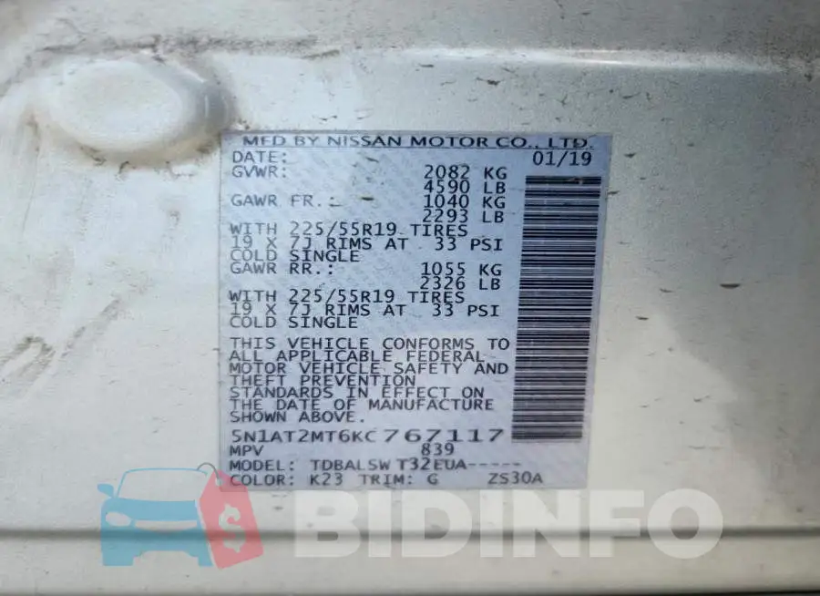 5N1AT2MT6KC767117 Photo# 14