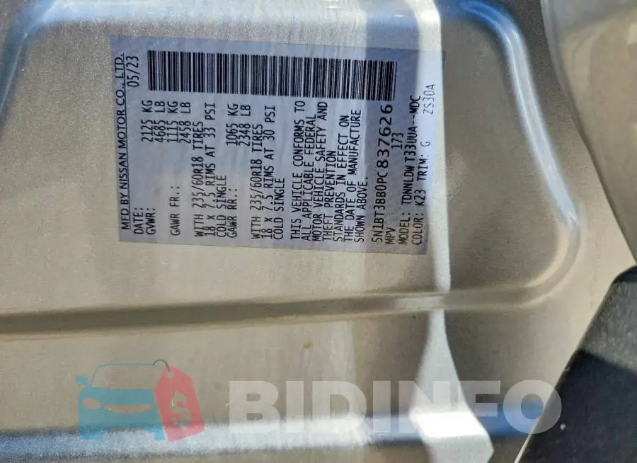 5N1BT3BB0PC837626 Photo# 13