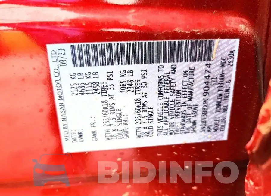 5N1BT3BBXPC904474 Photo# 13