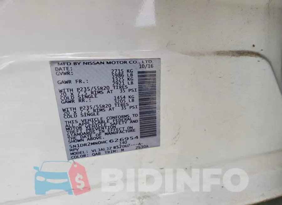 5N1DR2MN0HC626954 Photo# 13