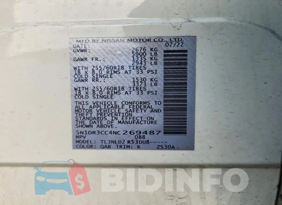 5N1DR3CC4NC269487 Photo# 13
